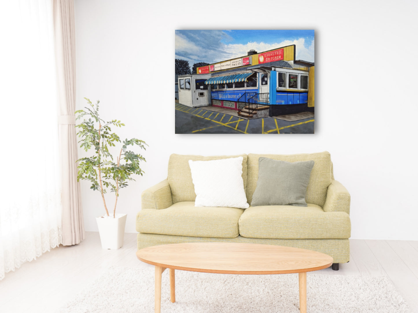 Bluebonnet Diner, oil on a 16 x 12 x 1.5 inch canvas