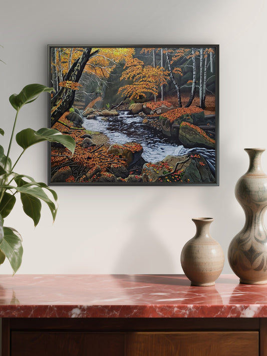Woodland Fall Stream – Limited Edition Framed Canvas Print