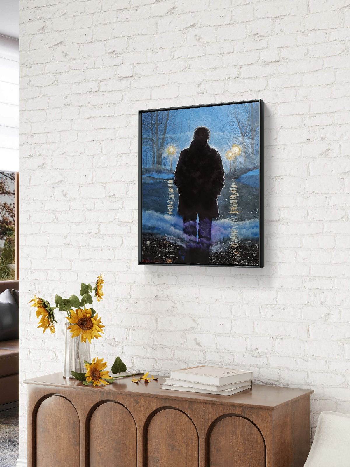 Second of a Five Painting Narrative: The Fog Between Us;
Title: "His Search"