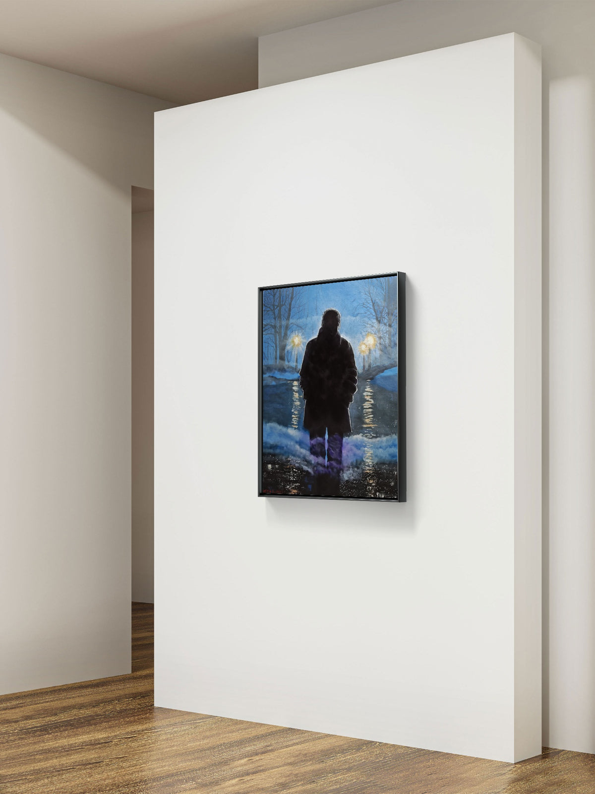 Second of a Five Painting Narrative: The Fog Between Us;
Title: "His Search"