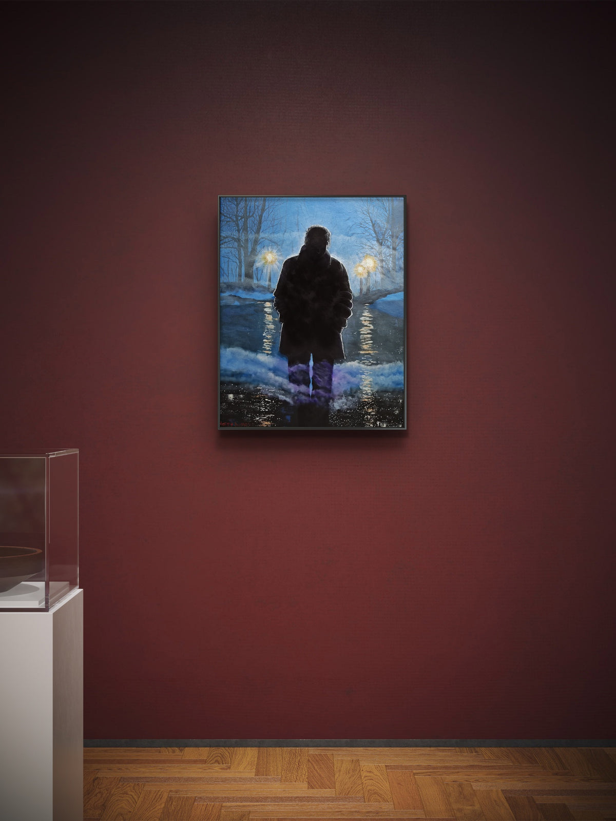 Second of a Five Painting Narrative: The Fog Between Us;
Title: "His Search"