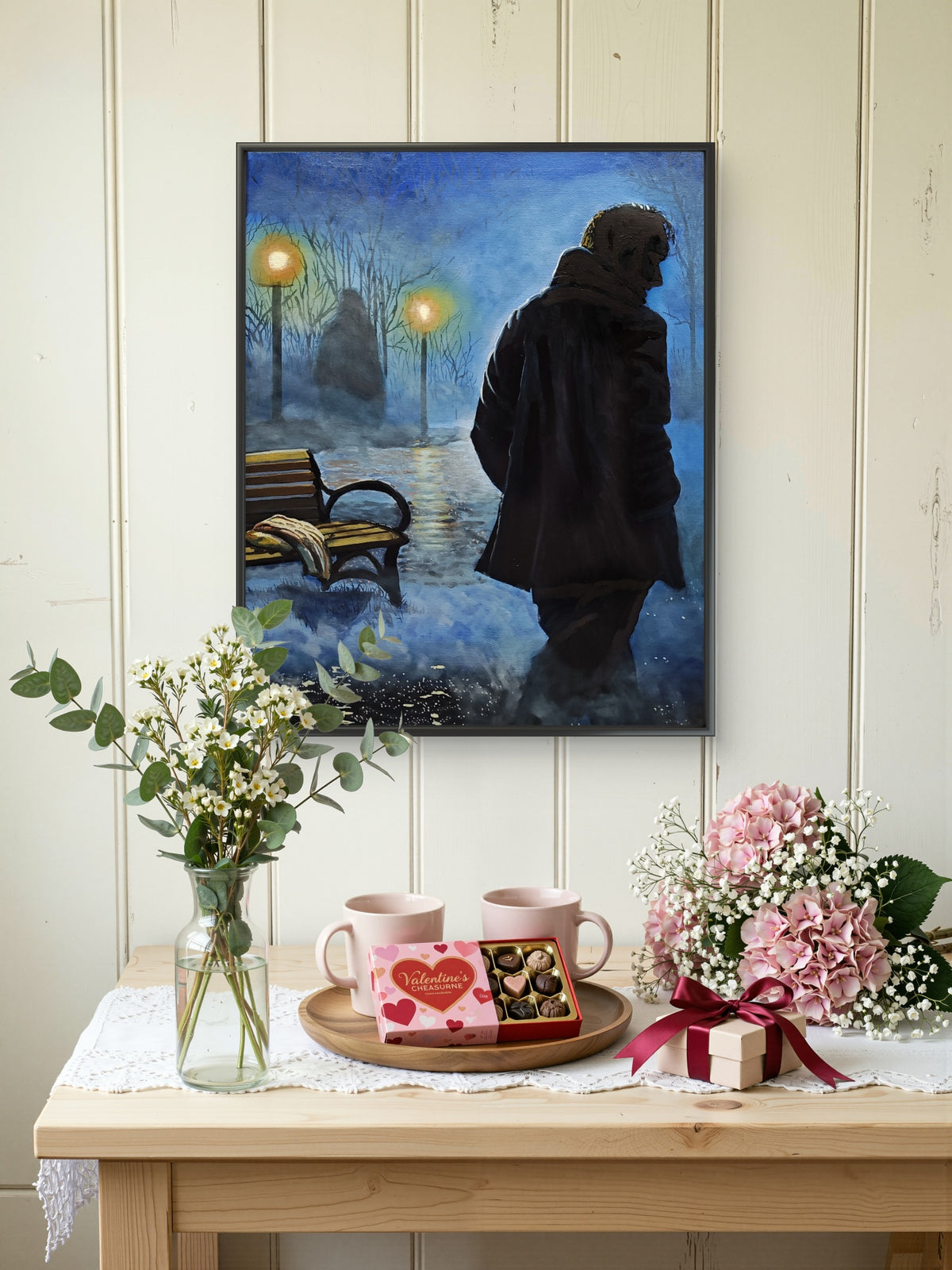 Third of a Five Painting Narrative: The Fog Between Us;
Title: "The Echo of Her Presence"