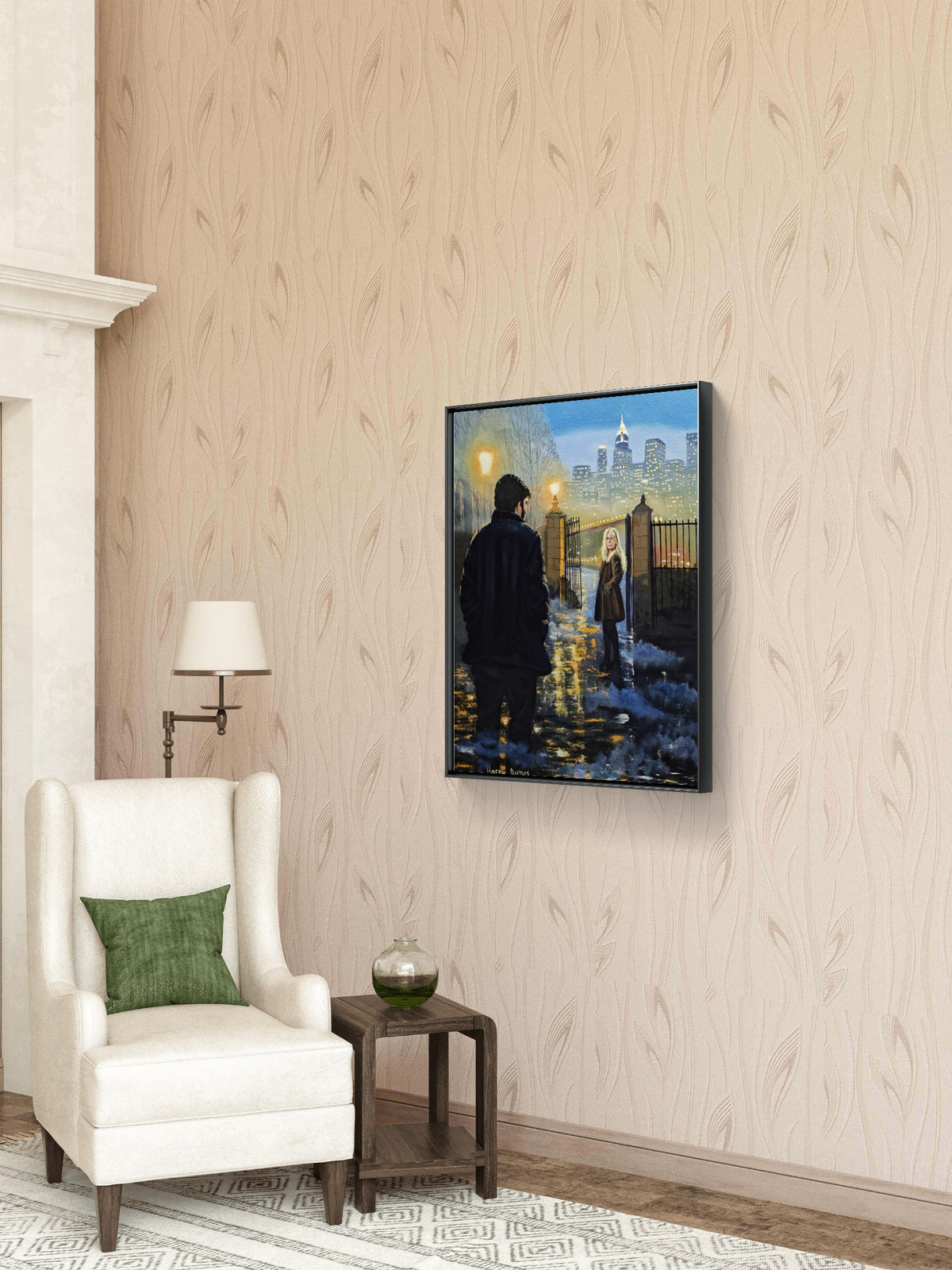 The Fifth of a five painting narrative: The Fog Between Us; Titled: "At the Edge of the City"