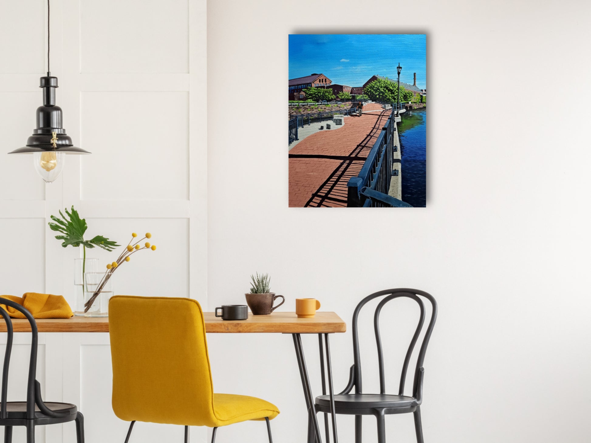 Holyoke canal number 2 the walkway painting placed on room wall 2