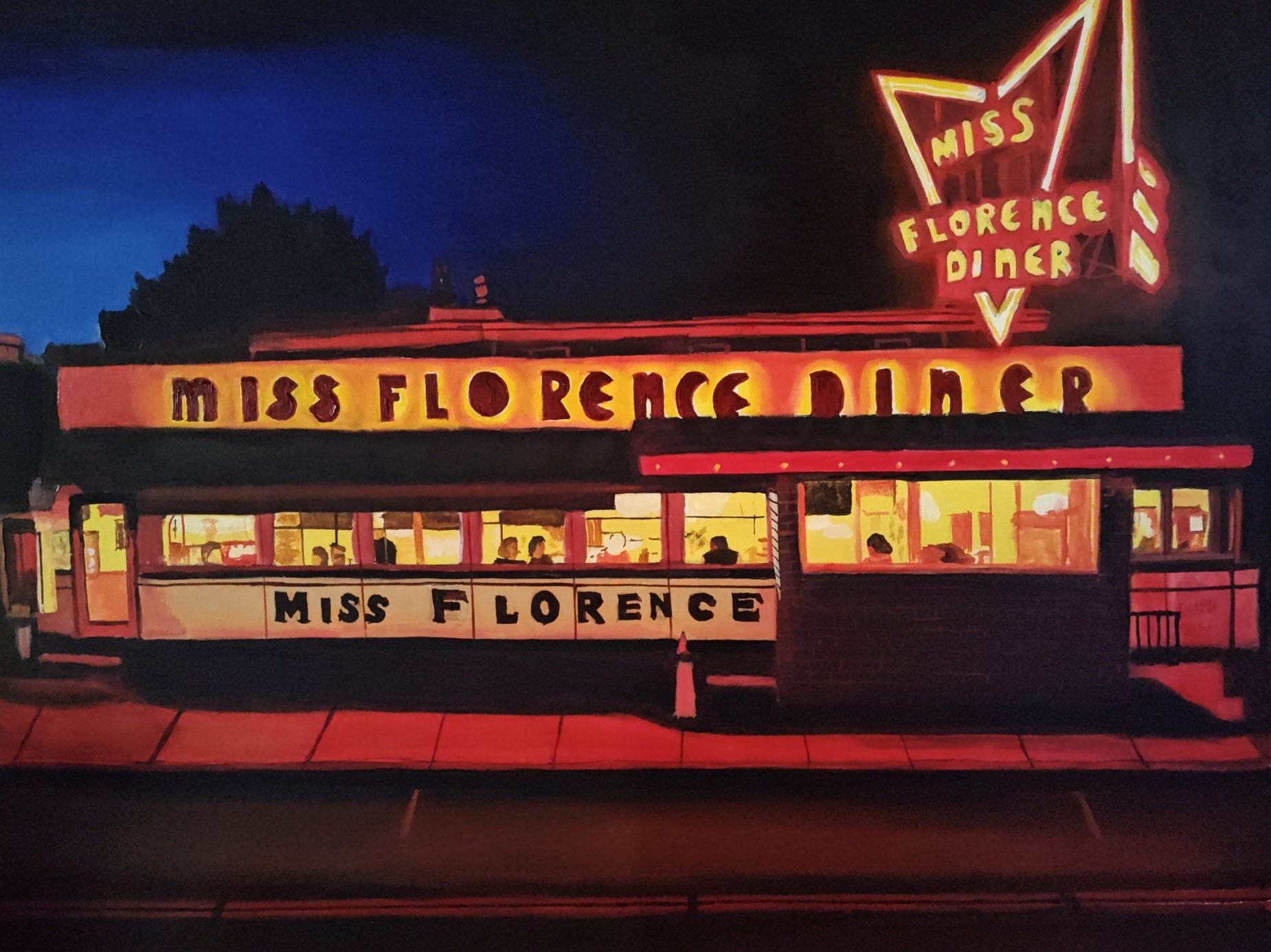 Miss Florence Diner in the Evening, oil on 20 x 16 inch canvas