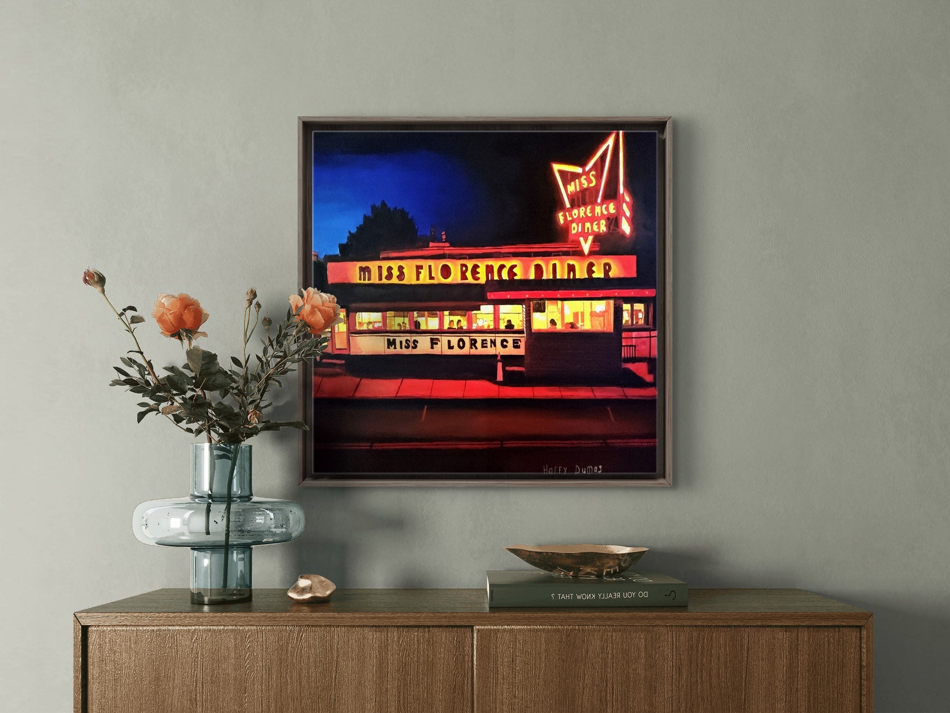 Miss Florence Diner in the Evening painting in room on wall