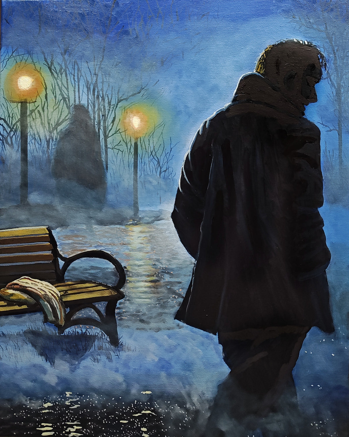 Third of a Five Painting Narrative: The Fog Between Us;
Title: "The Echo of Her Presence"