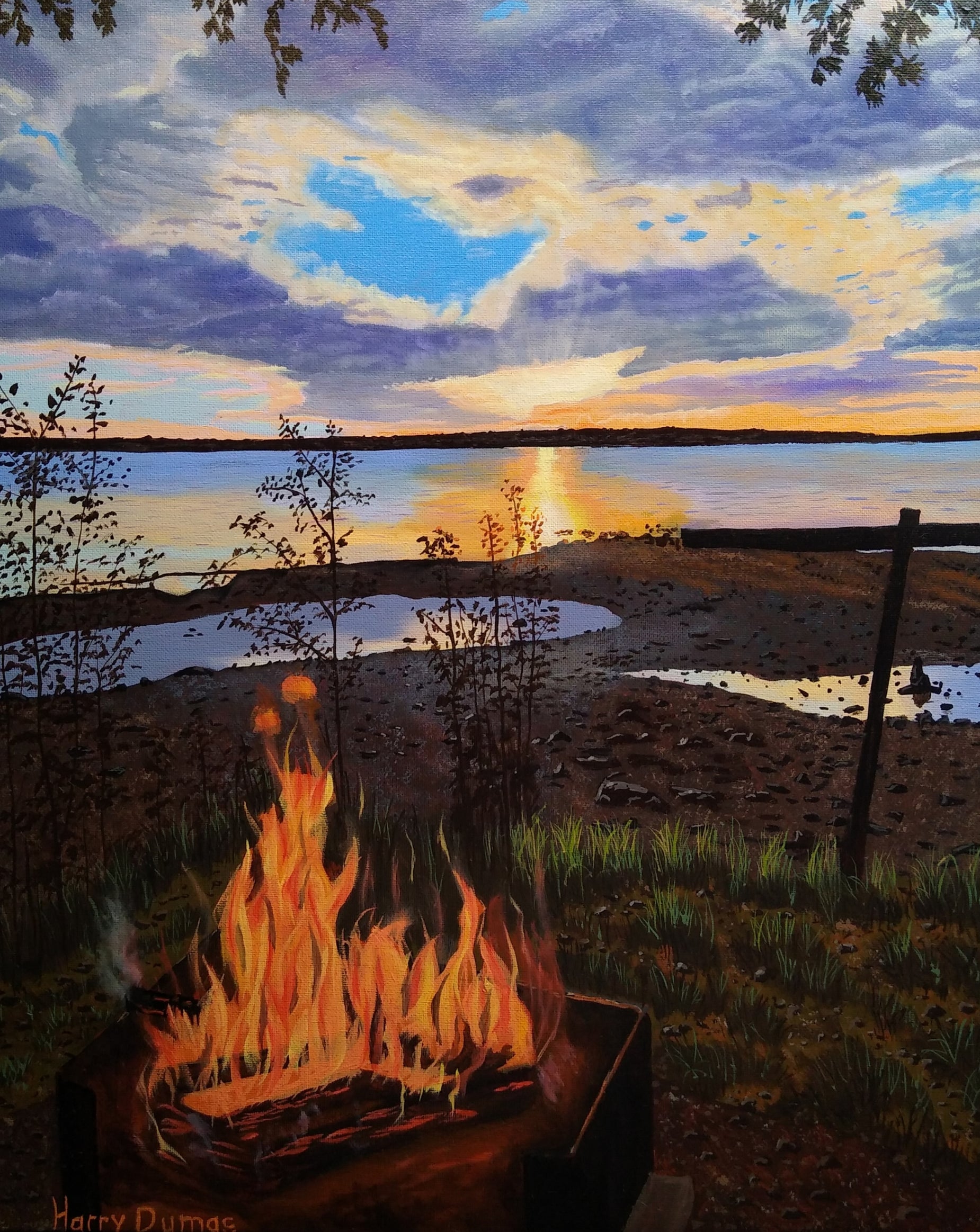 Sunset on Penobscot Bay, oil on a 16 x 20 inch canvas