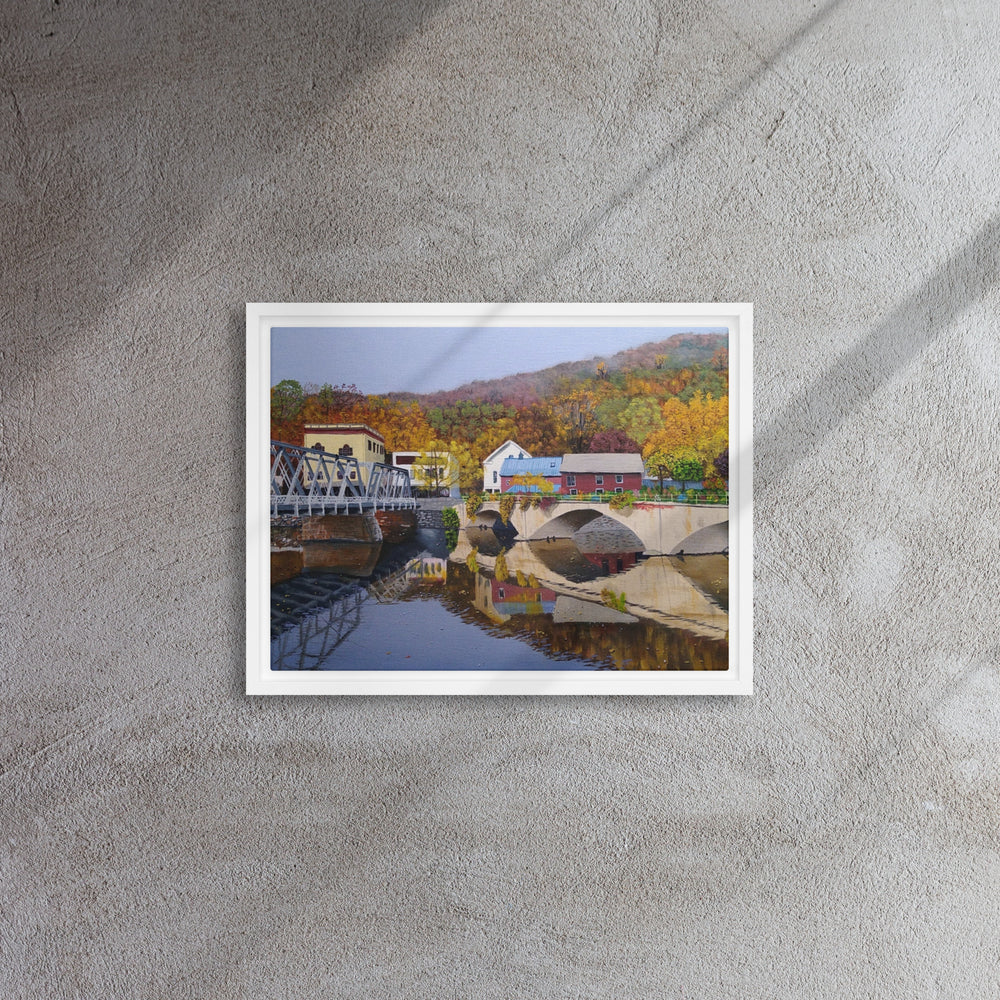 Fall in Shelburne Falls Framed Canvas Print