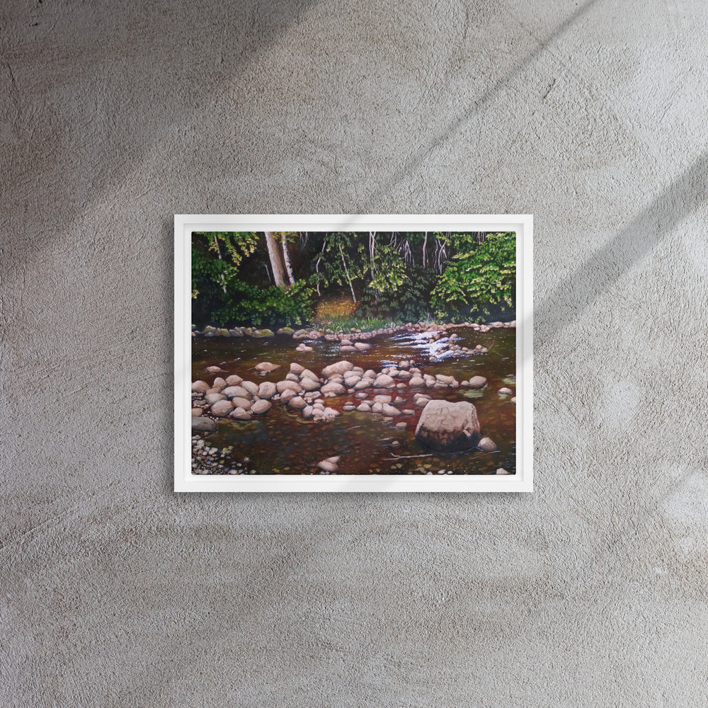 Down by the Water Framed Canvas Print