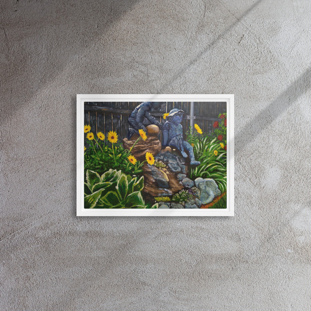 Angels in the Garden Framed Canvas Print