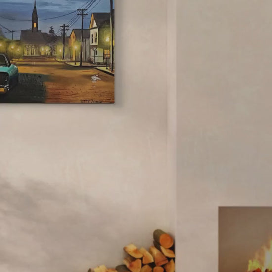Dusk on Main St Somewhere painting on wall video
