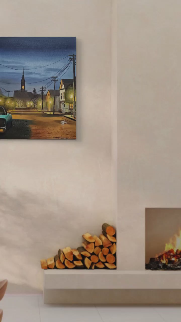 Dusk on Main St Somewhere painting on wall video