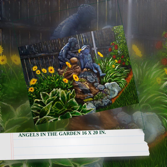Angels in the Garden 16 x 20 in. by@Outfy