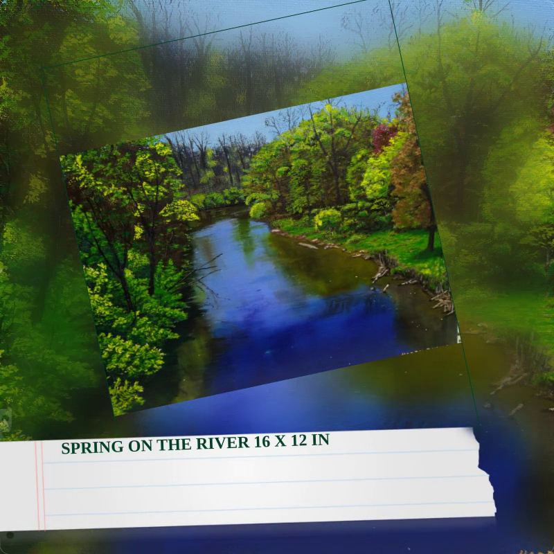 Spring on the River 16 x 12 in by@Outfy