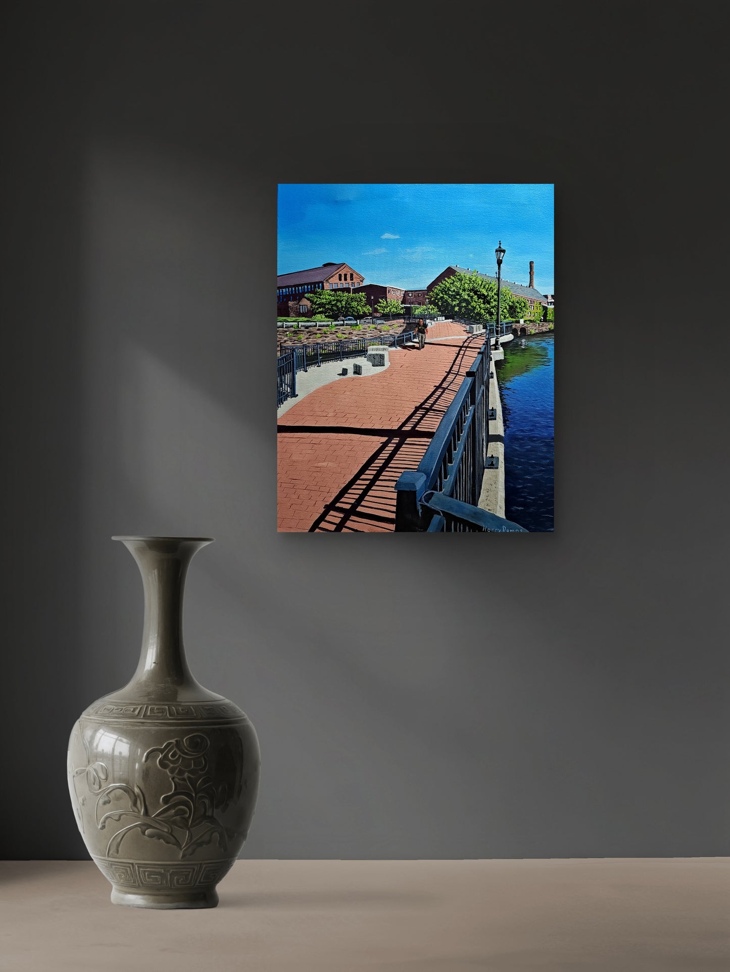 Holyoke Canal Walkway Unframed Canvas Print